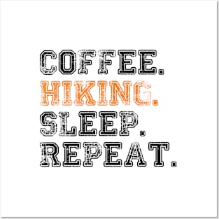 Coffee Hiking Sleep Repeat Outdoor Adventure Posters and Art